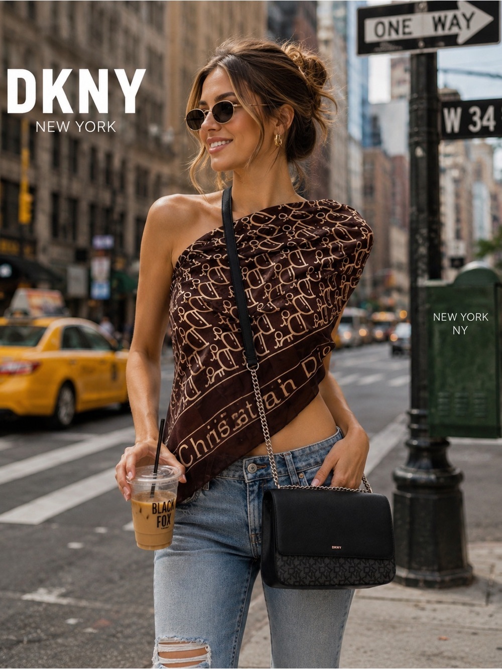 DKNY Black and Gray Crossbody Bag women’s purse